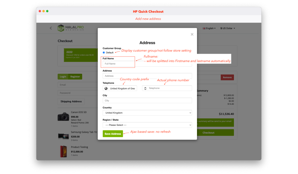 Bariklabs Quick Checkout with Social Login Register OpenCart screenshot 7