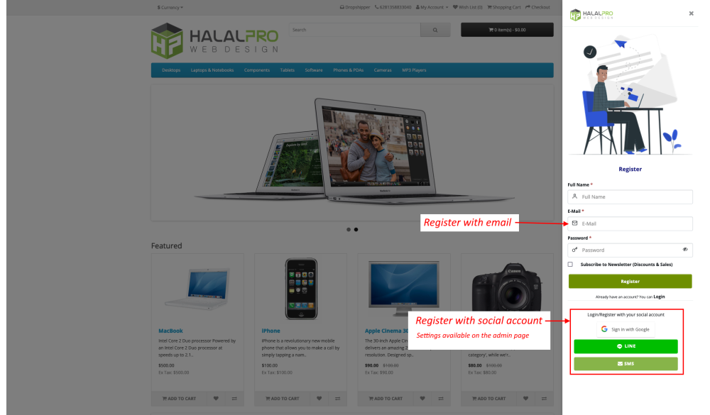 Bariklabs Social Login Register PRO OpenCart screenshot 1