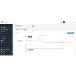 Bariklabs Customer Google Map Location for OpenCart