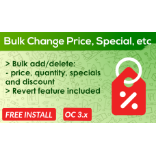 Bulk Change Price, Quantity. Specials and Discounts Opencart
