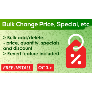 Bariklabs Bulk Change Price, Quantity. Specials and Discounts Opencart