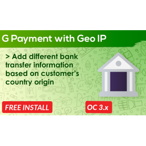 Bariklabs G Payment Global Bank Transfer Information with Geo Location OpenCart